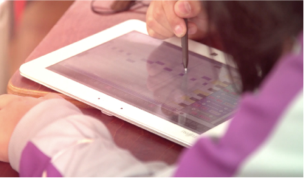 タブレットを活用したうたづくりの様子